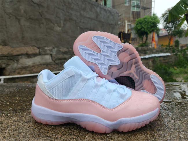 Women's Running weapon Air Jordan 11 White/Pink Shoes Leather 019